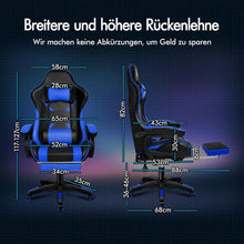 Gamingstuhl mit Massage & Fußstütze, verstellbar, PU-Leder