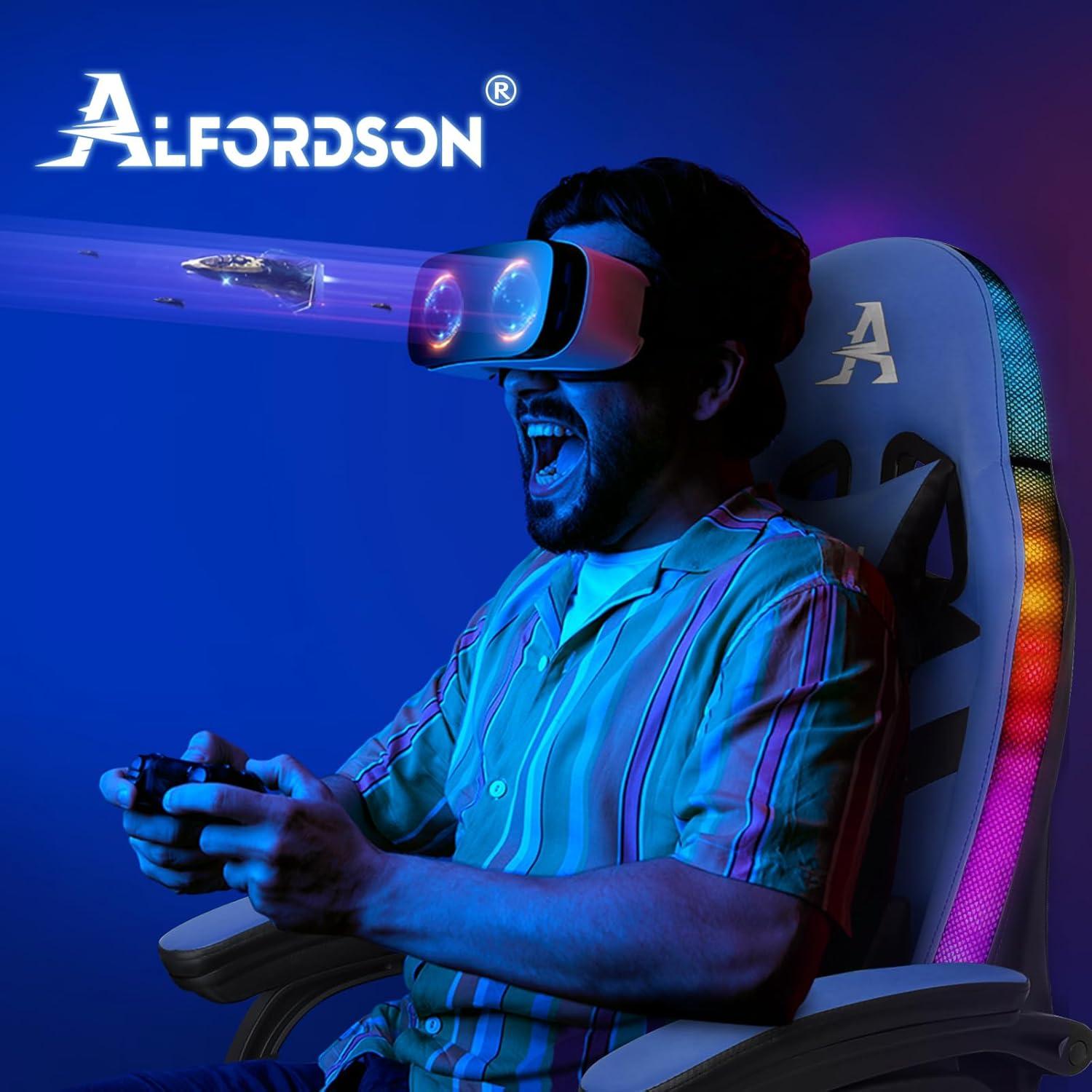 ALFORDSON Gaming Stuhl mit Massage RGB LED Bürostuhl Ergonomisch für Kinder Erwachsene