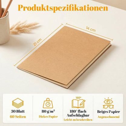 100er Set Blanko Notizbücher A5 | Kraftpapier, 30 Blatt