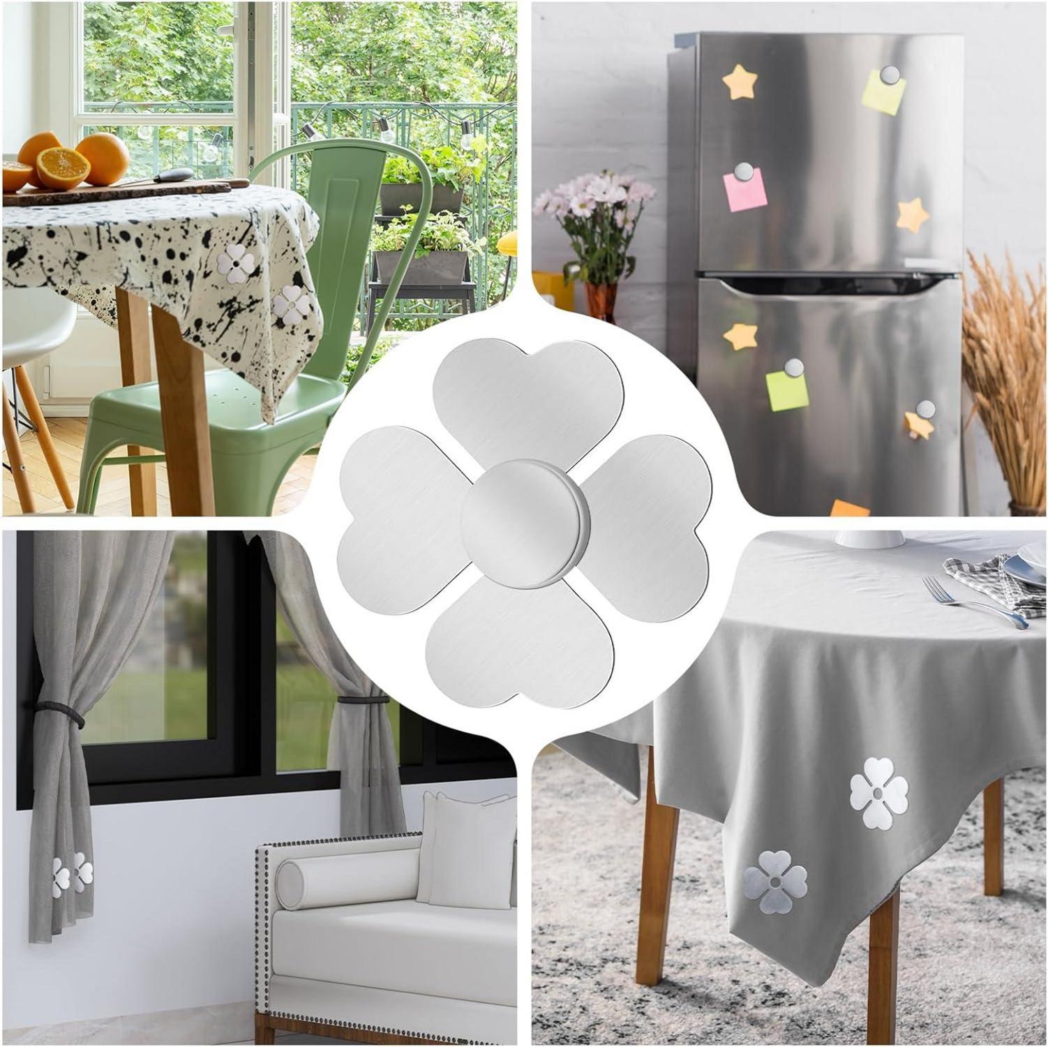 8er Set Magnetische Tischdeckenbeschwerer Edelstahl Kleeblatt Garten