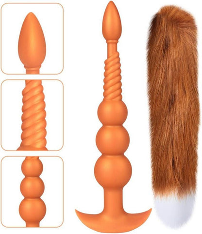 Anal Butt Plug mit Abnehmbarem Fuchsschwanz Flüssiges Silikon