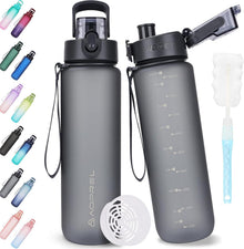 Trinkflasche 1 Liter BPA-frei Tritan Sport Kohlensäure Flasche Grau