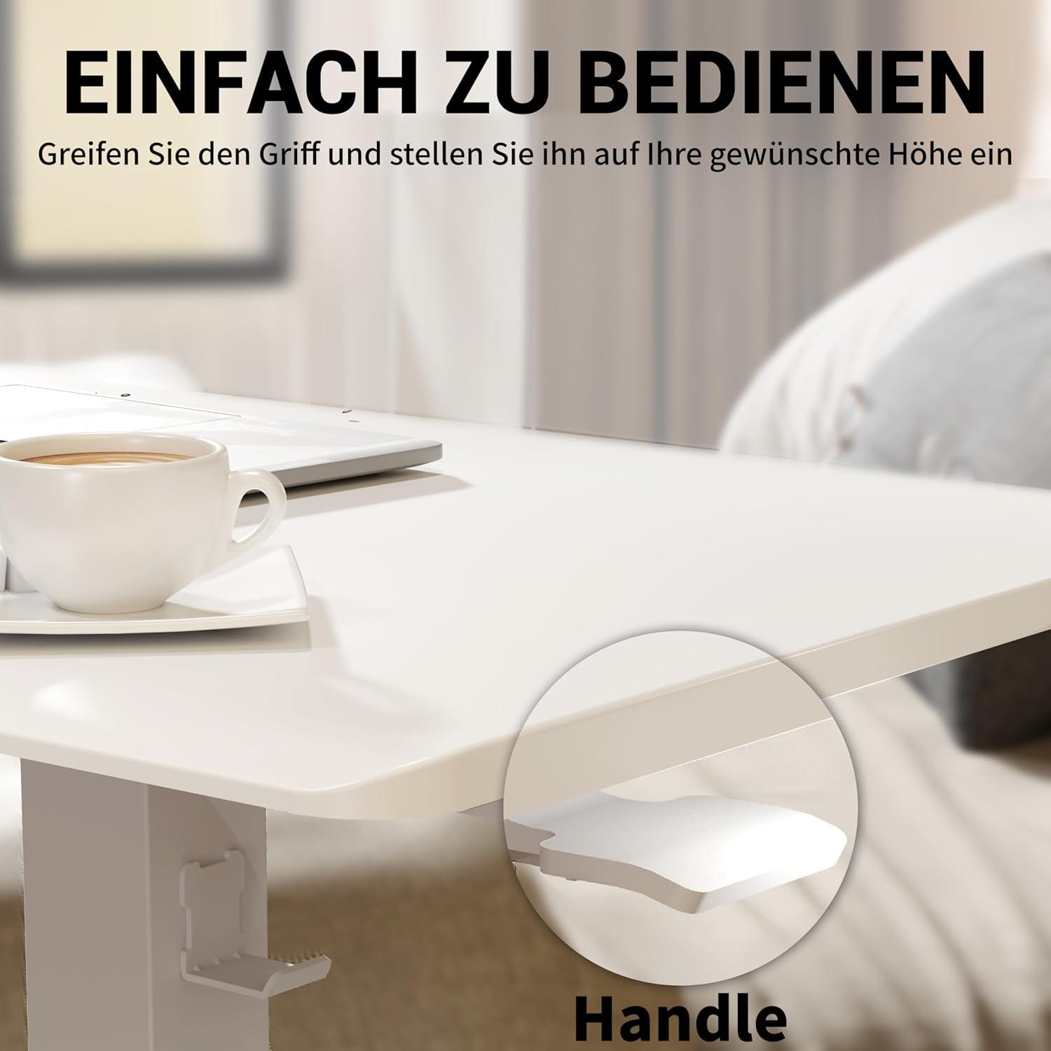 Höhenverstellbares Stehpult 65×45cm Laptoptisch Weiß mit Rollen