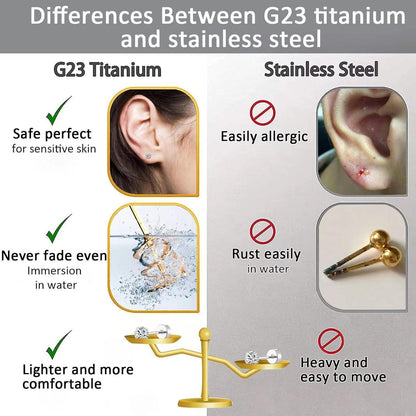 G23 Titan Tragus Piercing Set 3 Stück, 16g Labret Stecker, Silber/Gold, CZ