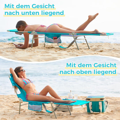 Klappbare Sonnenliege mit Lesefenster und 5 Positionen