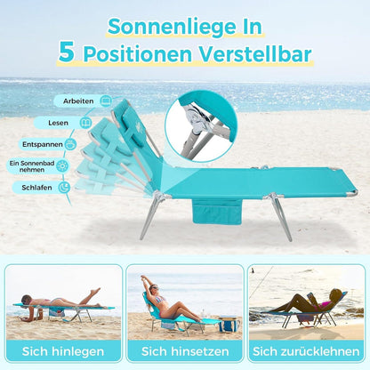 WEJOY Sonnenliege Klappbar mit Lesefenster und Kopfstütze, 5-Position-Verstellbar, Leicht und Stabil