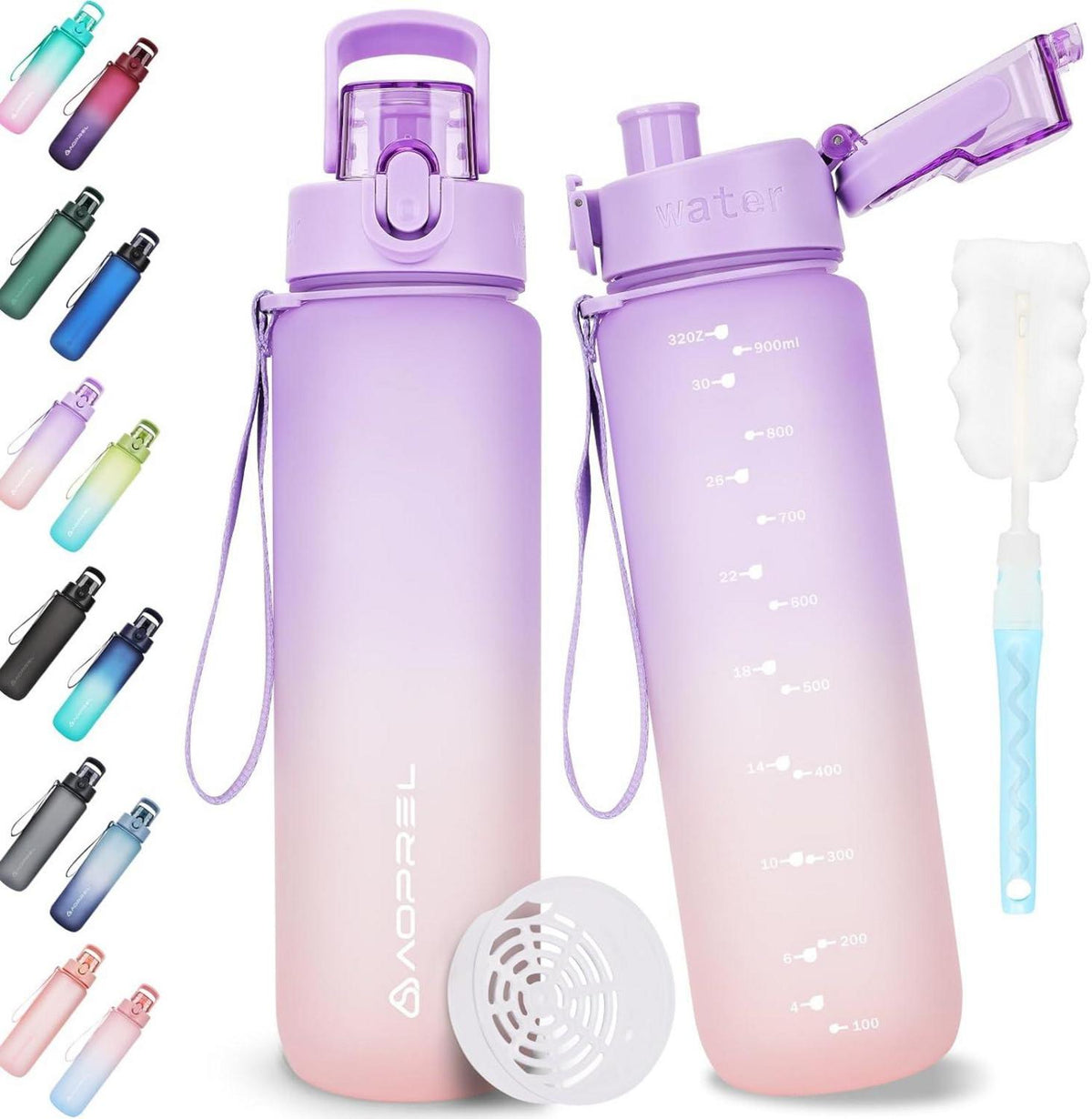 AOPREL Trinkflasche 1 Liter BPA-frei Tritan Sport Wasserflasche Lila