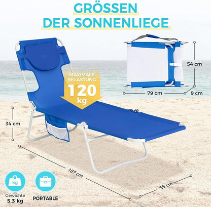 Klappbare Sonnenliege mit Lesefenster, 5-Position, Leicht