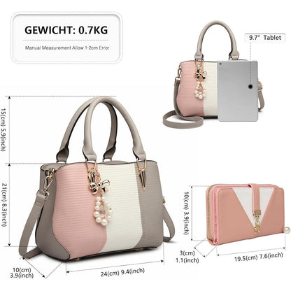 Miss Lulu Damen Handtasche mehrfarbig Perle Crystal Style