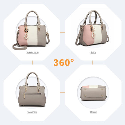 Damen Handtasche mehrfarbig PU Leder mit Perle und Crystal Style Drop