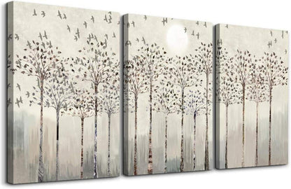 Leinwandbilder Abstrakte Birken Vögel Wandbilder Wohnzimmer 40x30 cm