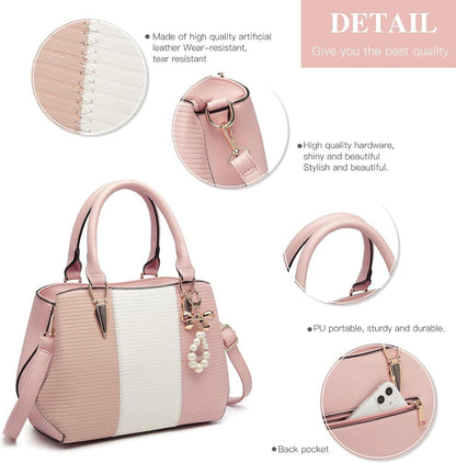 Damen Handtasche Henkeltasche mehrfarbig PU Leder Perle Crystal