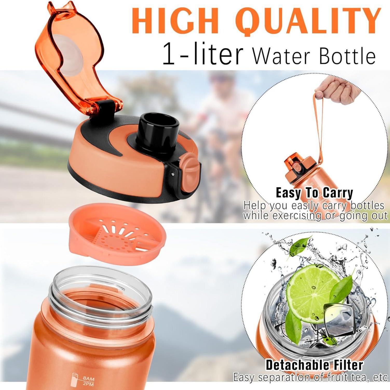 AOPREL Trinkflasche 1L - Sport Wasserflasche mit Filter