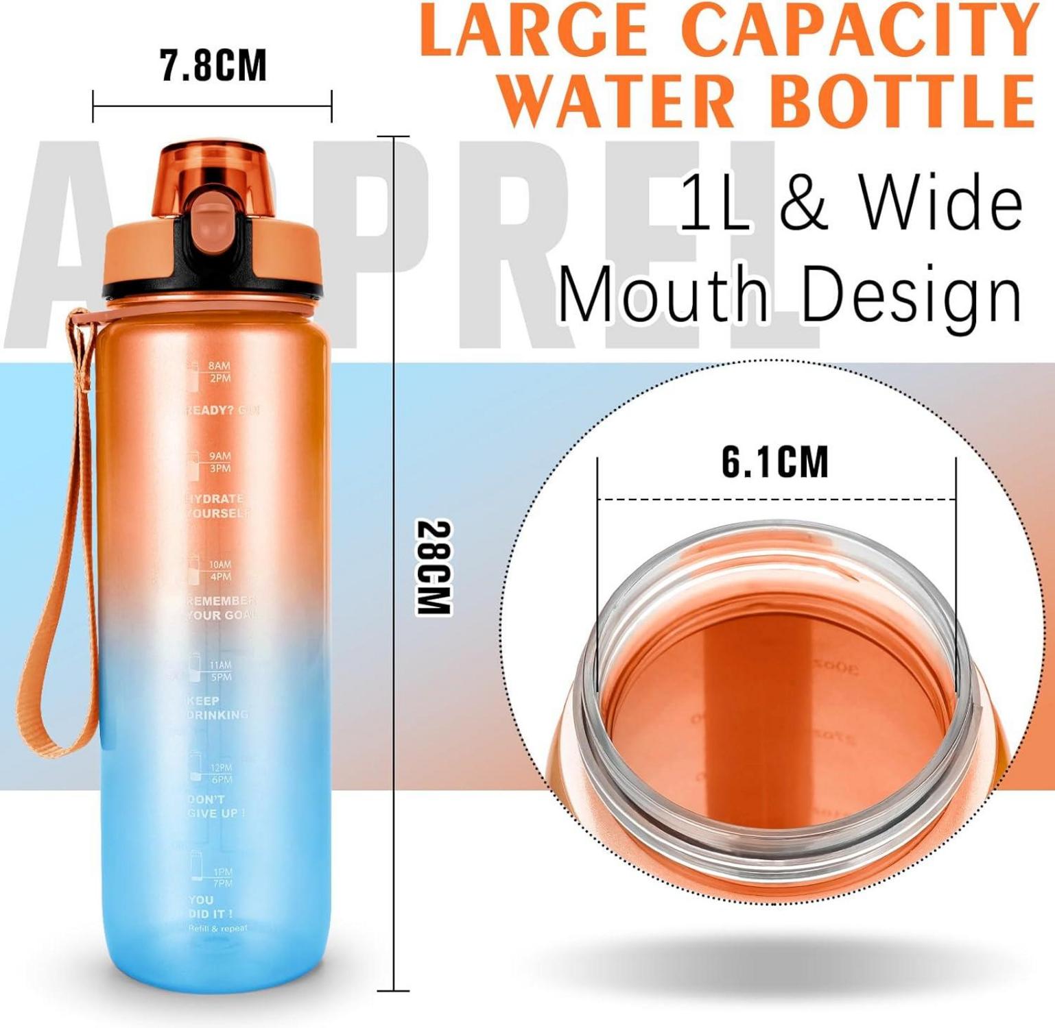 Trinkflasche 1L Sport Auslaufsicher mit Motivierenden Zitaten