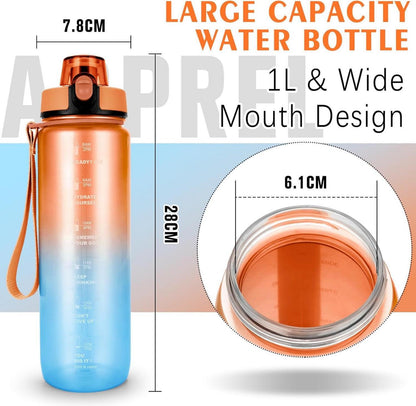 Trinkflasche 1L Sport Auslaufsicher mit Motivierenden Zitaten