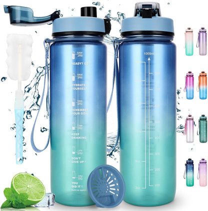 Sport Trinkflasche 1L Auslaufsicher Motivierende 1 Liter Gradient für