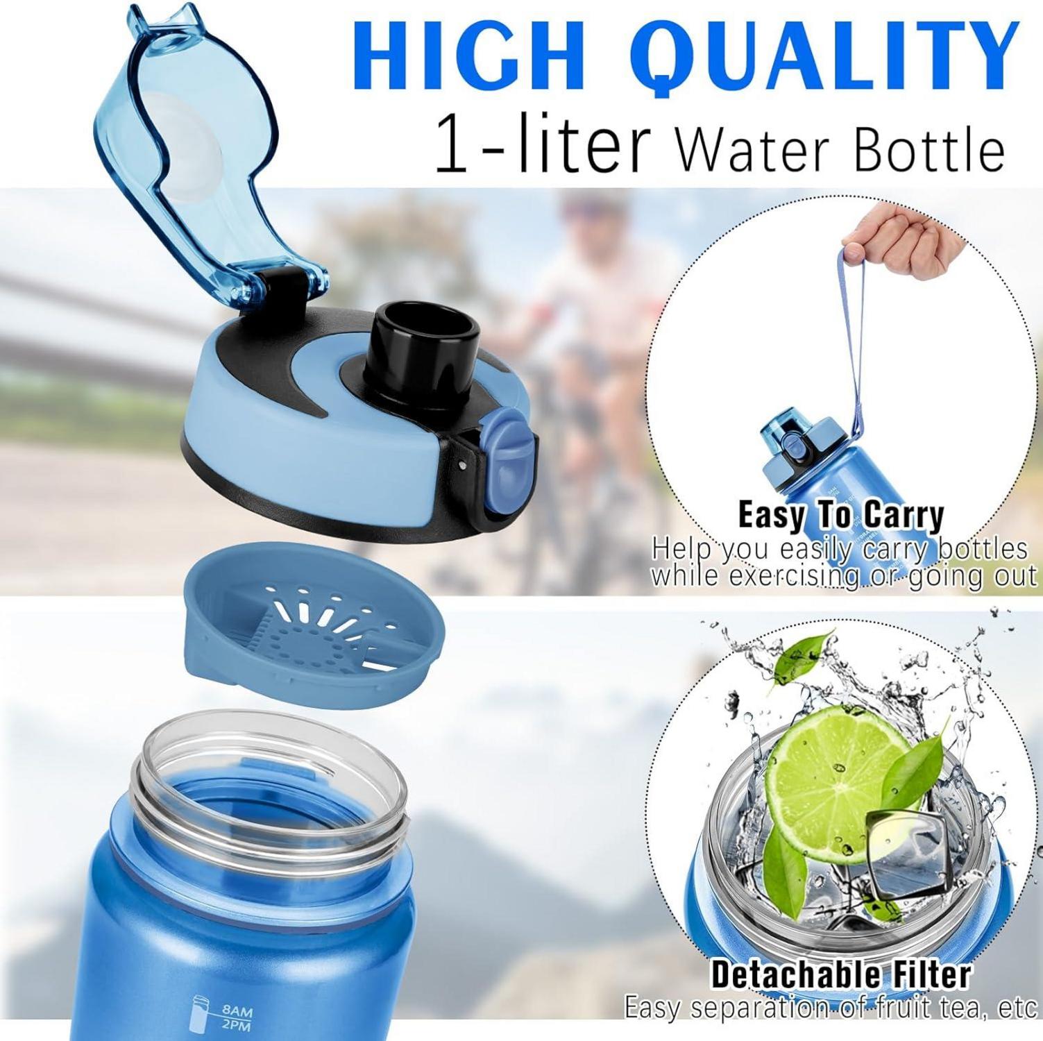 AOPREL 1L Sport Trinkflasche mit Zeitmarker und