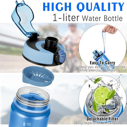 AOPREL 1L Sport Trinkflasche mit Zeitmarker und