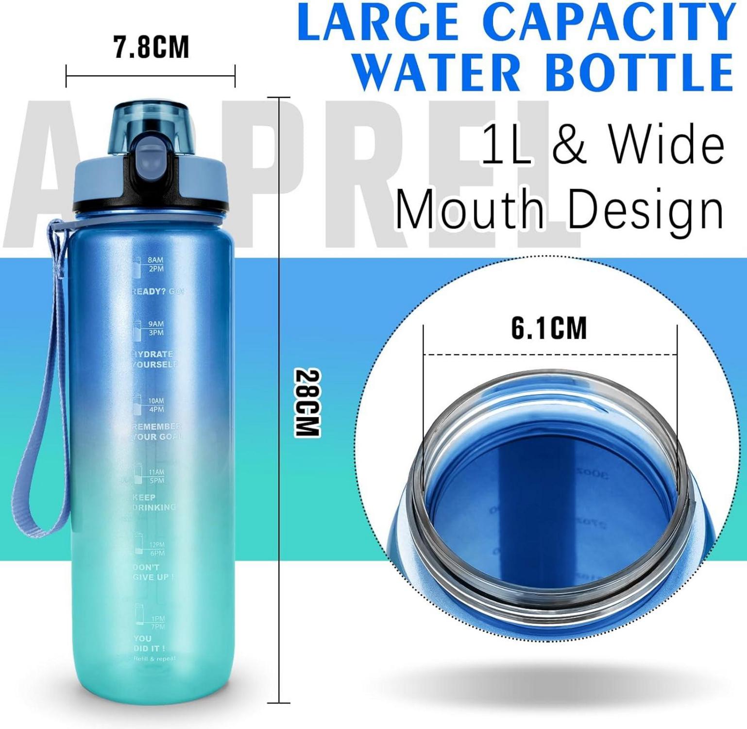 Trinkflasche Sport 1L Auslaufsicher Motivierende Wasserflasche