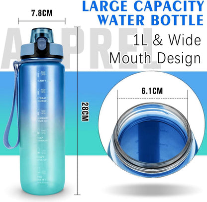 Trinkflasche Sport 1L Auslaufsicher Motivierende Wasserflasche