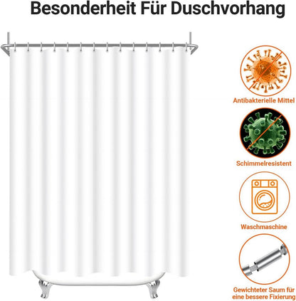 Duschvorhang 120x200cm Reinweiß Antischimmel Textil Wasserabweisend