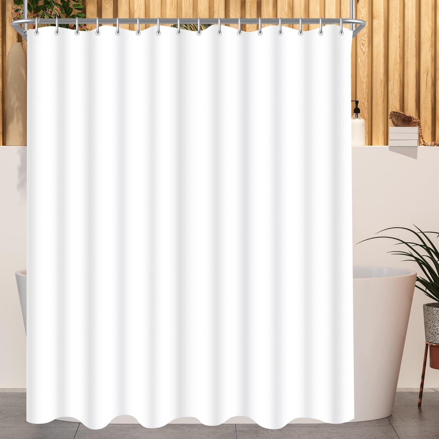 Duschvorhang 280x200cm Reinweiß, Antischimmel Textil, Wasserabweisend, Waschbar & Beschwert