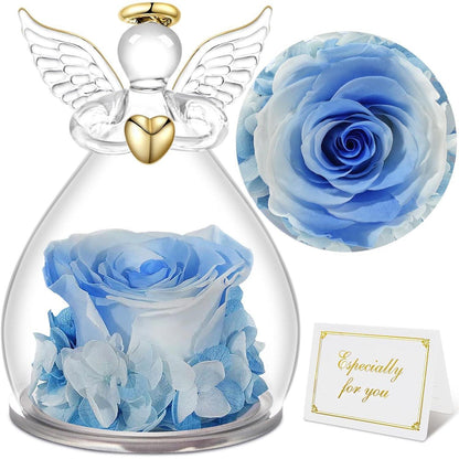 Ewige Rose Engel Glaskuppel Geschenkbox Rote Rosen für
