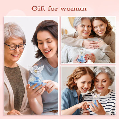 Ewige Rose Engel Glaskuppel Geschenkbox Rote Rosen für