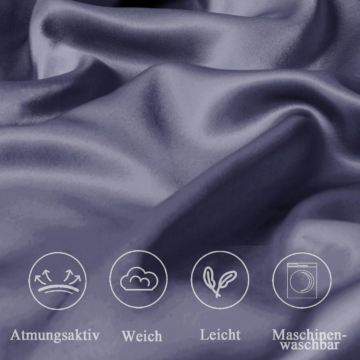 Satin Kissenbezug 80x80 2er Set Dunkel Purple Reißverschluss