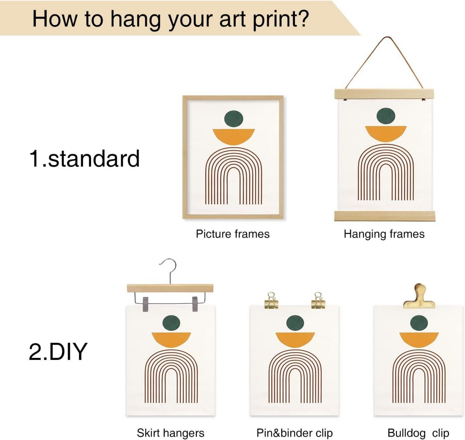 Boho Wandbilder Set 30x40 cm Salbei Grün Minimalistisch Geometrisch