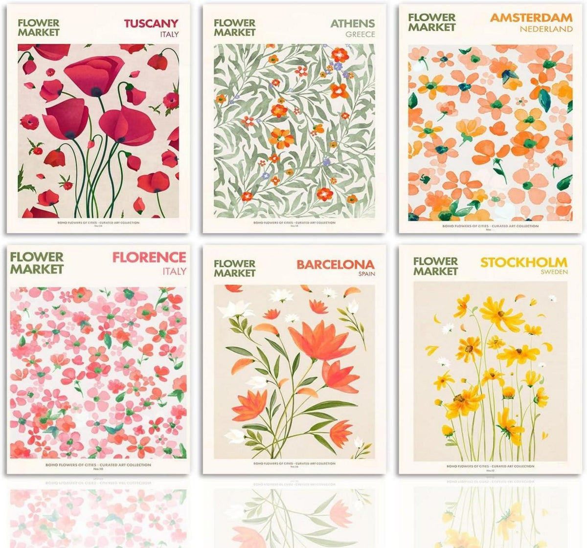 Vintage Botanische Leinwandbilder Wanddekoration 20x25cm, 6er Set
