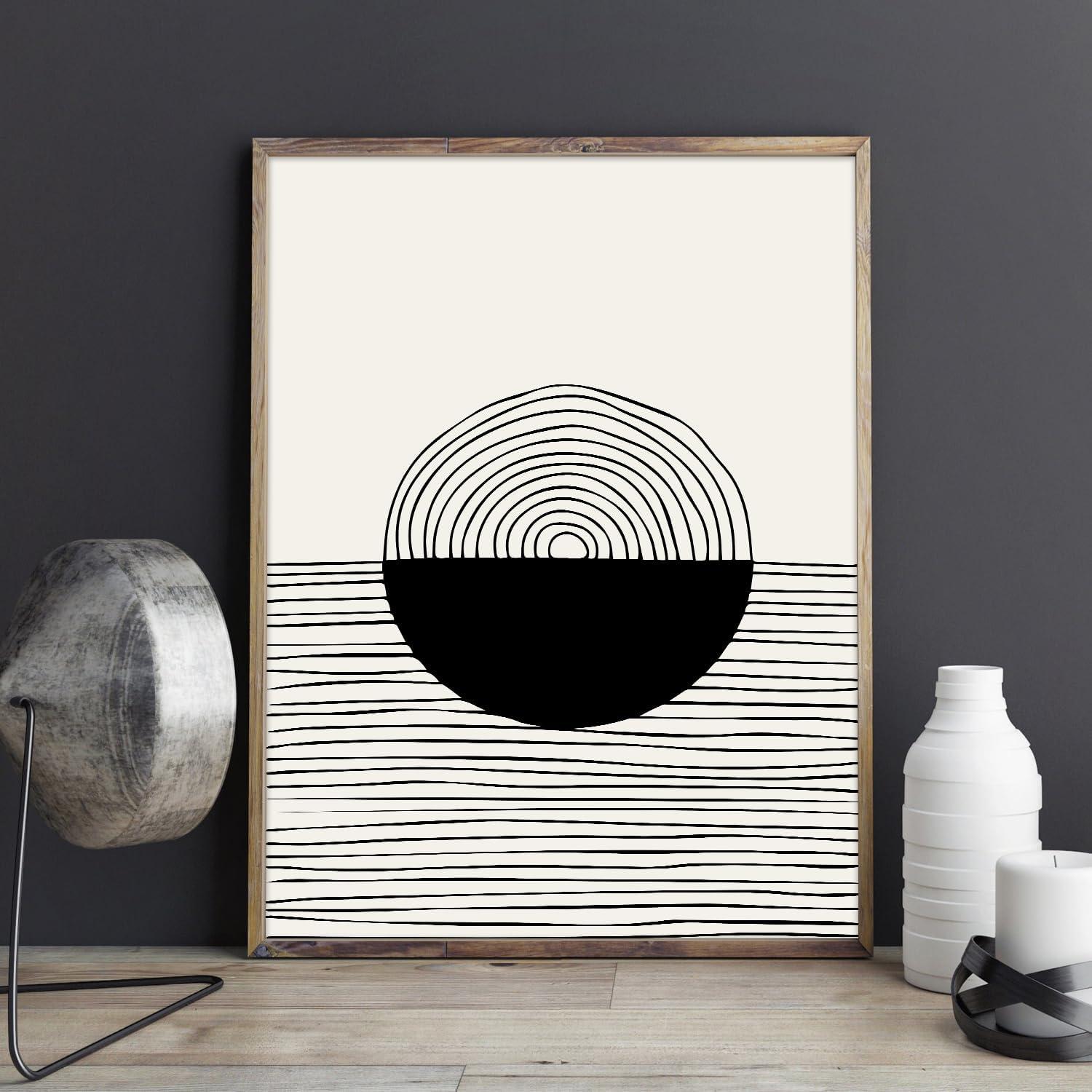Wandbilder abstrakte schwarze weiße Linie Deko 30x40 cm 4er Set