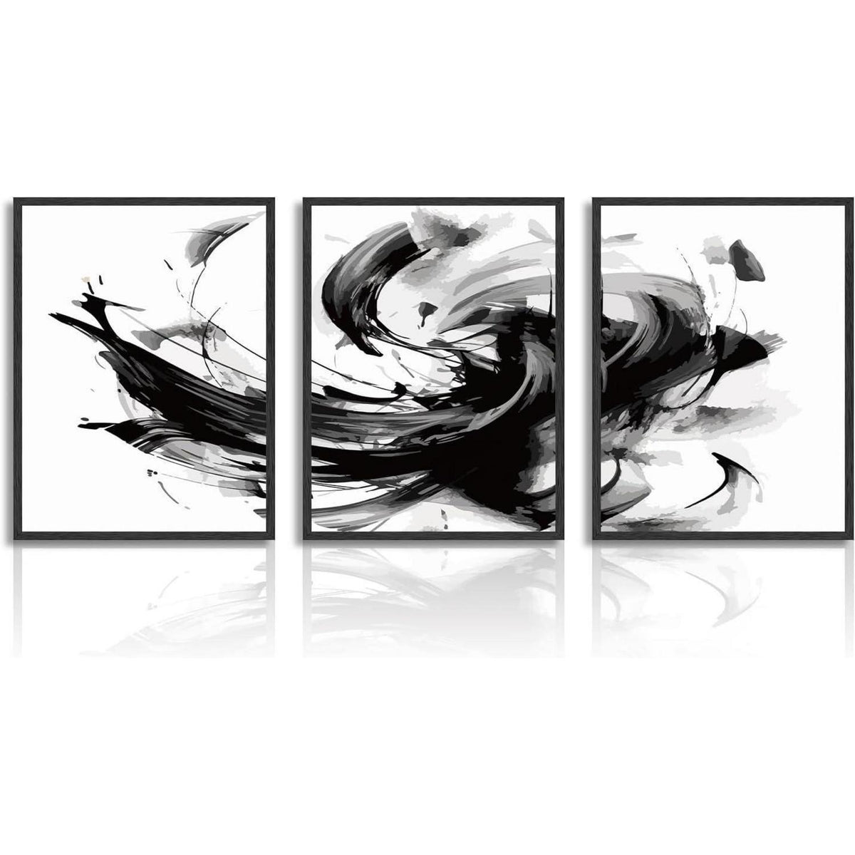 Abstrakte Wandkunst Poster 3er Set Schwarz Weiß 30x40cm