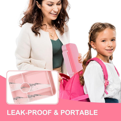 Brotdose Kinder Lunchbox Auslaufsicher 5 Fächer Snackbox Rosa
