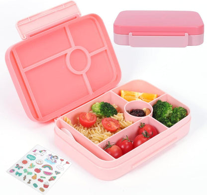 Brotdose Kinder Bento-Box 1050ml Auslaufsicher 5 Fächer Pink