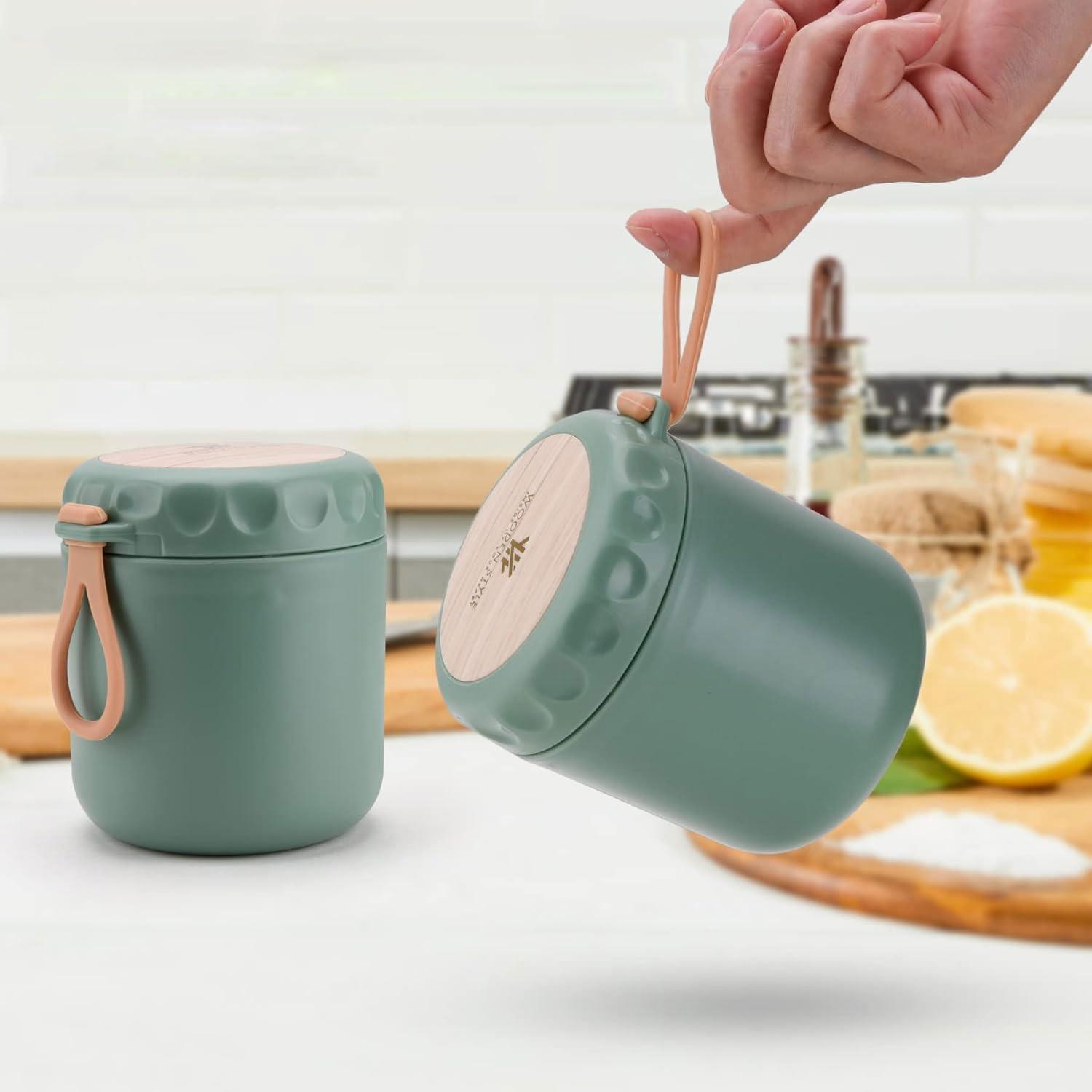 ERBO Müslibecher to go 400ml Edelstahl Joghurtbecher Auslaufsicher für Unterwegs, Schule, Picknick (Grün