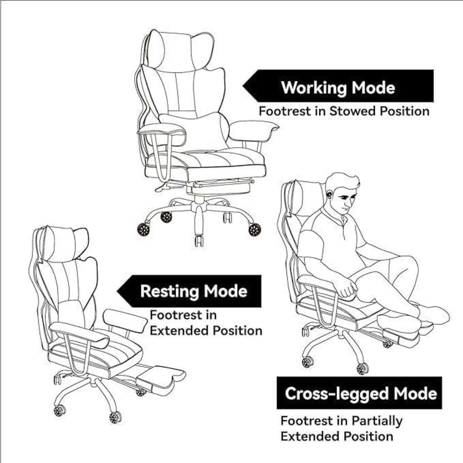 Bürostuhl ergonomisch 200 kg mit Beinauflage und