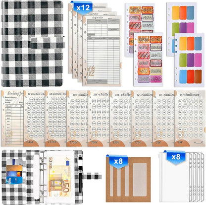 Budget Planner Deutsch PU Leder Geld Organizer Schwarz