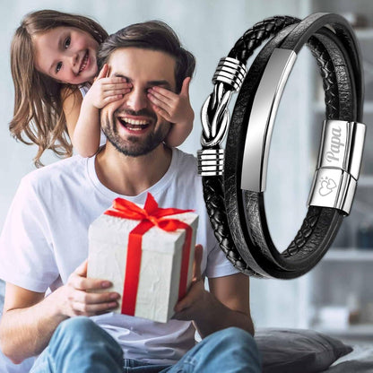 Lederarmband mit Gravur für Papa - Vatertagsgeschenk