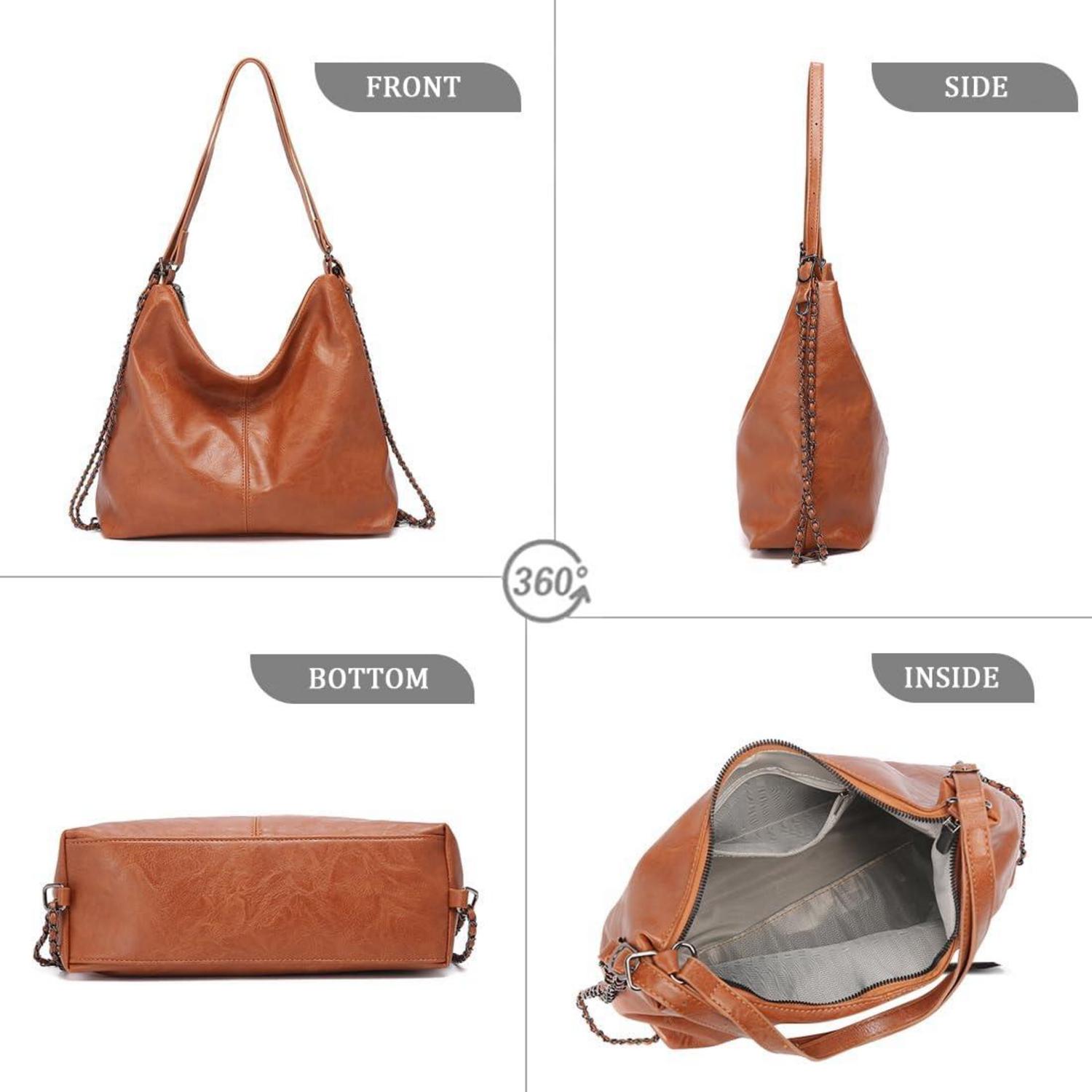 Pahajim Elegant PU Lederrucksack Handtasche 2 in 1 Wasserdicht Hobo