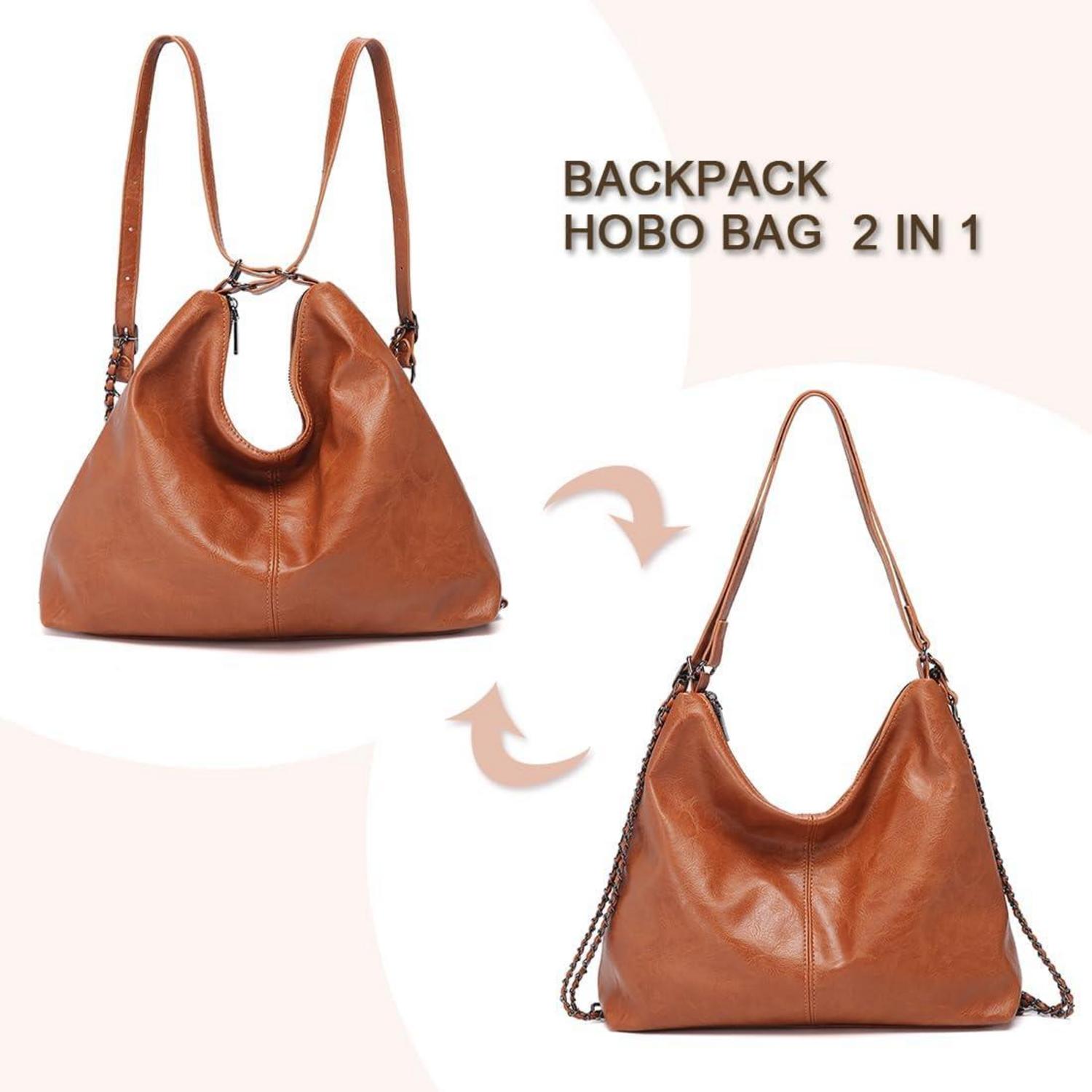 Rucksack Damen Elegant PU Lederrucksack Handtasche 2in1