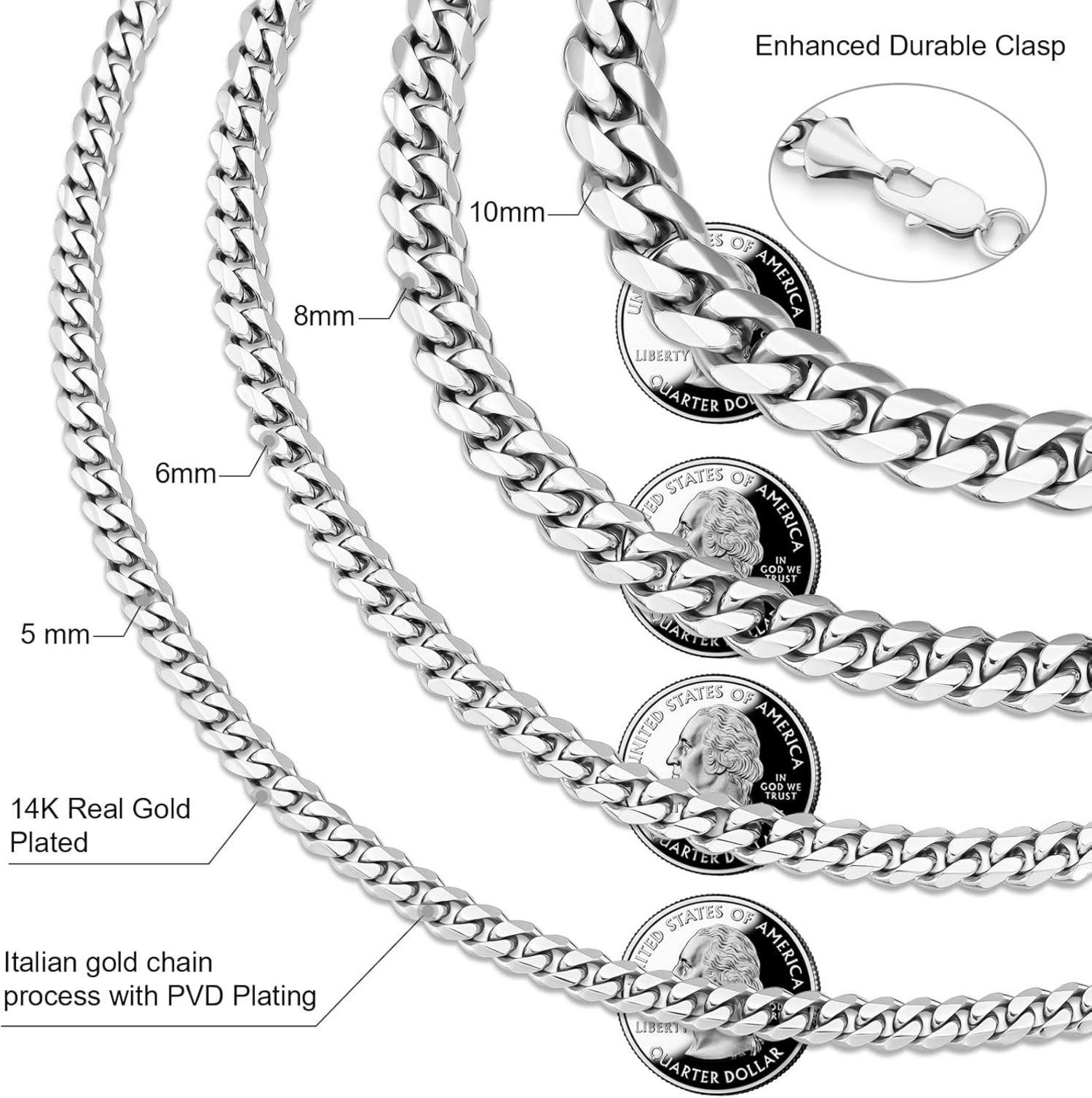 KRKC&CO 5mm Silber Cuban Link Chain 66cm Panzerkette Herren Edelstahl