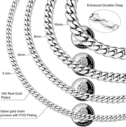 KRKC&CO 5mm Silber Cuban Link Chain 66cm Panzerkette Herren Edelstahl