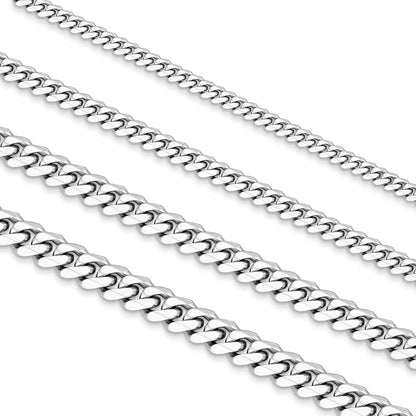 Edelstahl Panzerkette Herren Diamantschliff 5mm Gold Cuban Link Silberkette 66cm