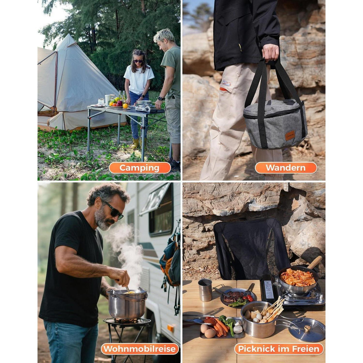Camping Kochgeschirr Edelstahl Set für 4 Personen