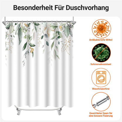Lerores Duschvorhang 180x180cm Goldene Blätter Antischimmel Polyester