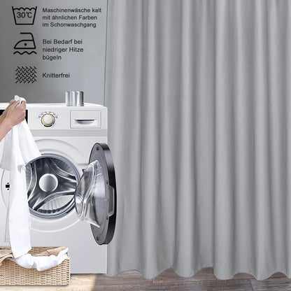Duschvorhang 180x180 Grau Polyester Antischimmel Wasserdicht Schnell
