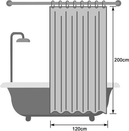Duschvorhang 120x200 Grau Schmal Textil Anti-Schimmel Wasserdicht