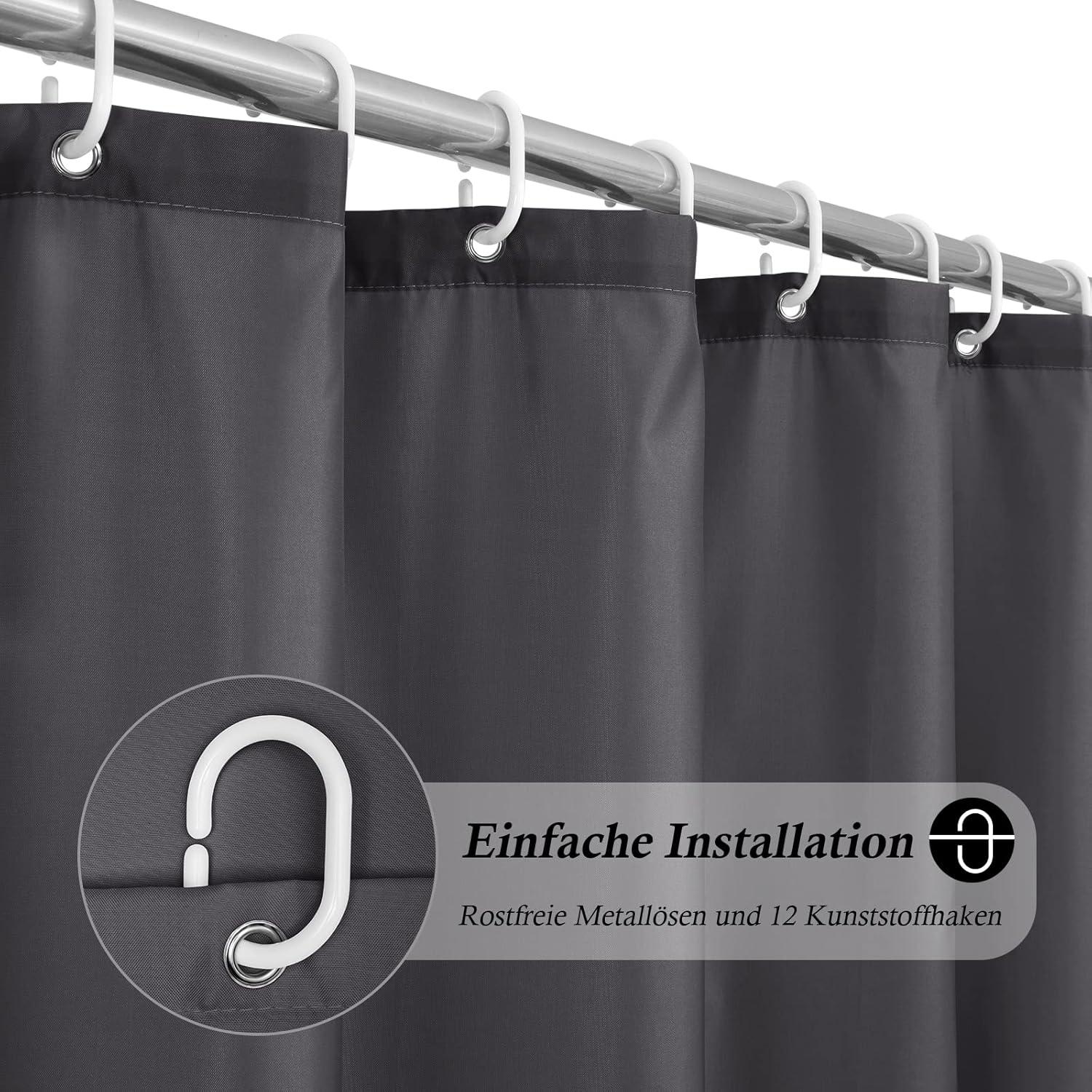 Duschvorhang Dunkelgrau 180x180 cm Wasserdicht Textil