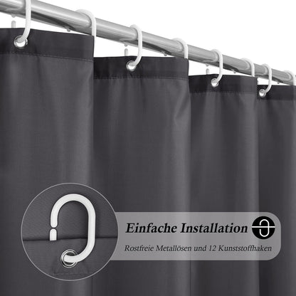 Duschvorhang Dunkelgrau 180x180 cm Wasserdicht Textil